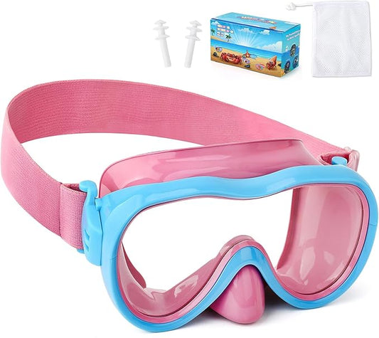 Kids Swim Goggles with Nose Cover, Anti-Leak Swim Mask with Elastic Fabric Strap, UV Protection Swimming Goggles for Kids-StrideForce Fitness