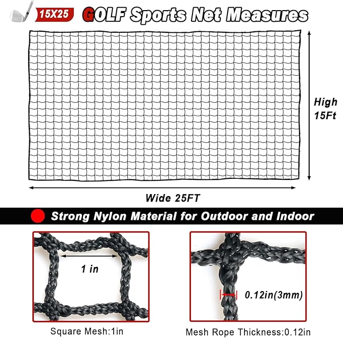 Sports Netting - Heavy Duty Ball Net for Golf, Baseball, Hockey, Soccer-StrideForce Fitness