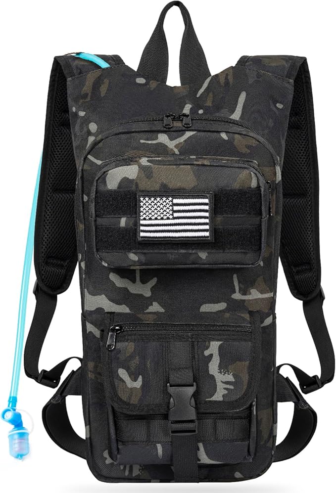 Hydration Backpack, Tactical Molle Water with 2L TPU Water Bladder, for Men Women Lightweight Water Backpack, Hydration Pack for Hiking, Biking, Climbing and Hunting-StrideForce Fitness