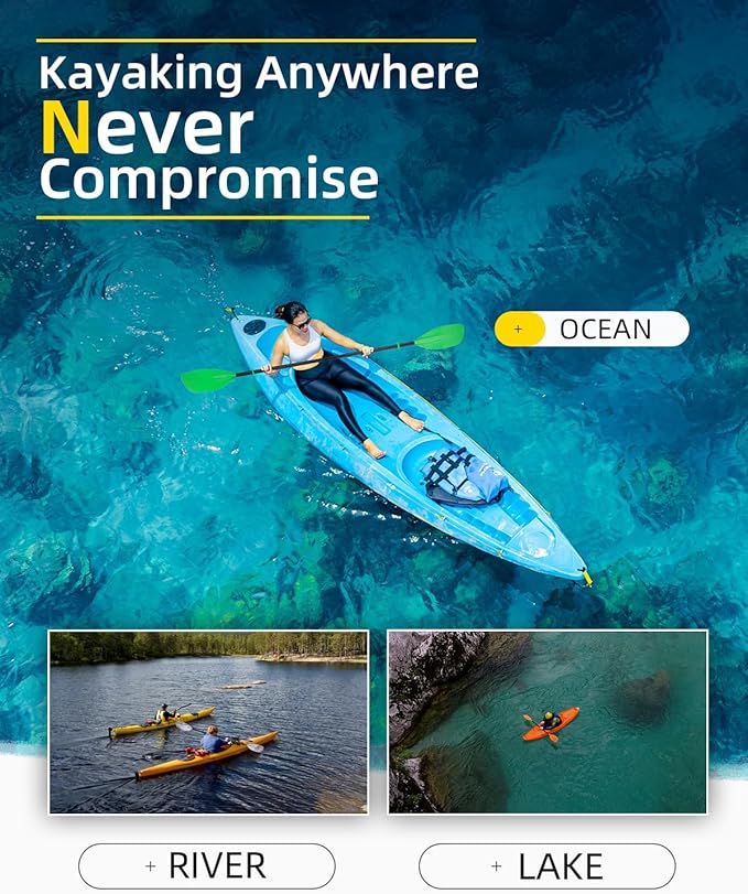 OCEANBROAD Kayak Paddle 86in/218cm, 90.5in/230cm Alloy Shaft 2-Piece Floatable Kayak Oar for Kayaking Canoeing Boating-StrideForce Fitness