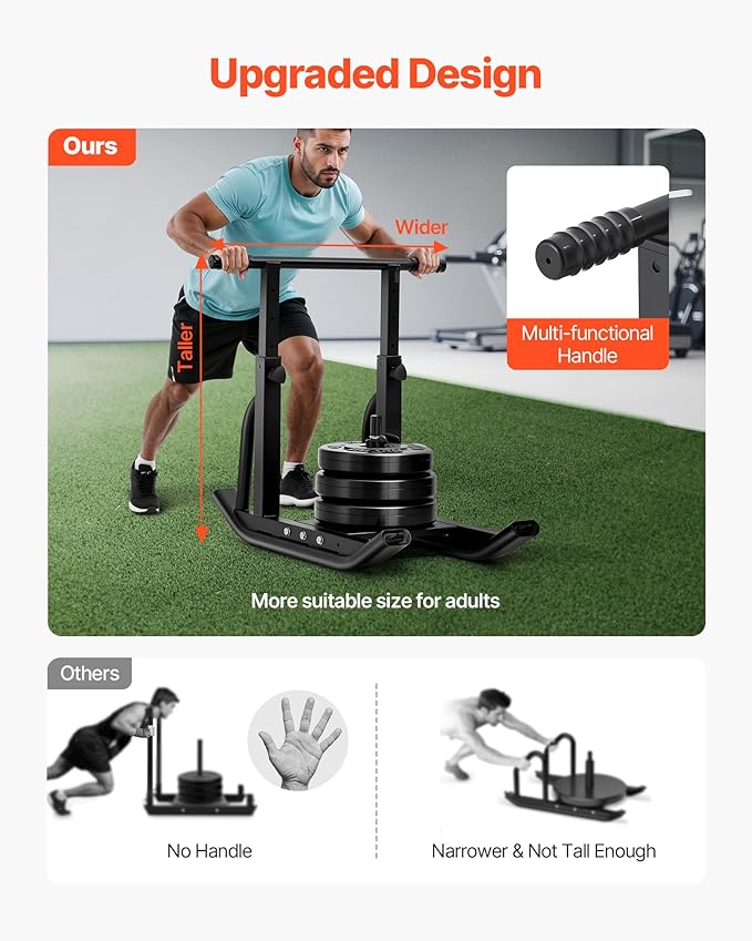 VEVOR Weight Sled, Steel Power Sled, Fitness Training Sleds for Athletic Exercise Speed Improvement, Workout Equipment with Adjustable Height Handle-StrideForce Fitness