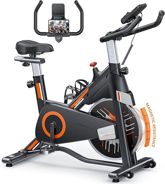 Stationary Exercise Bikes,Magnetic Resistance,Quiet Belt Drive Indoor Stable Cycling Bike 330LBs for Home, Monitor & Phone Mount & Comfortable Seat-StrideForce Fitness
