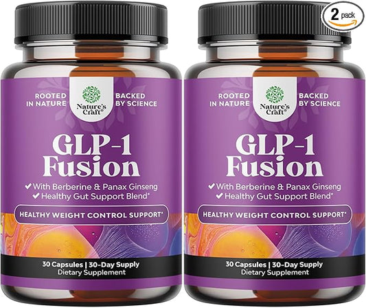 GLP-1 Berberine Supplement - One a Day Healthy Gut Berberine Complex with Panax Ginseng Turmeric Curcumin & Cayenne Pepper for Metabolic Balance - Gluten Free Vegan and Non-GMO (2 Month Supply)-StrideForce Fitness