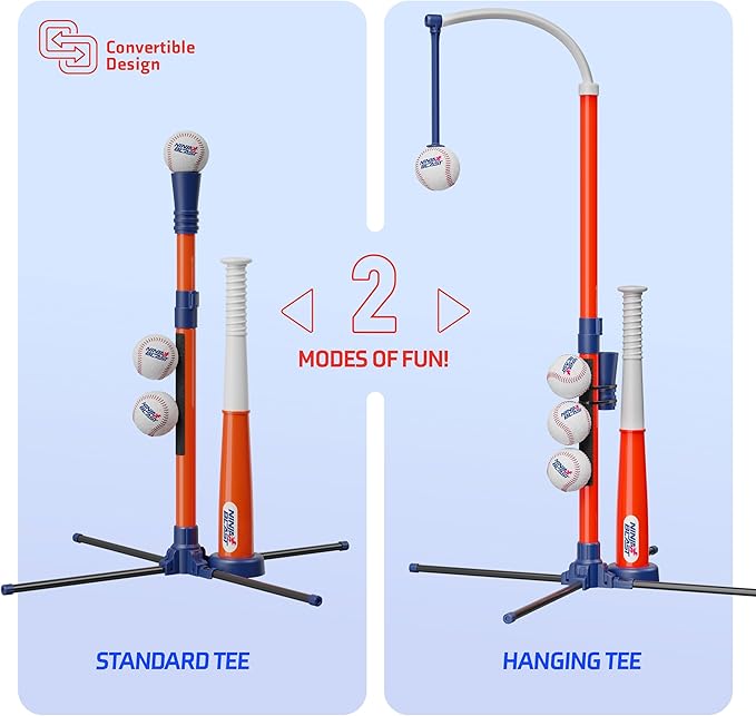 Tee Ball Set for Kids - 4 Year Old Boy Birthday Gift - Baseball Batting Tee for Kids - T Ball Set for Toddlers 3-5, 4-6 - Tball Toys for Ages 3 4 5 6 Year Old Boy - Toddler Outdoor Toys, Baseball Tee-StrideForce Fitness