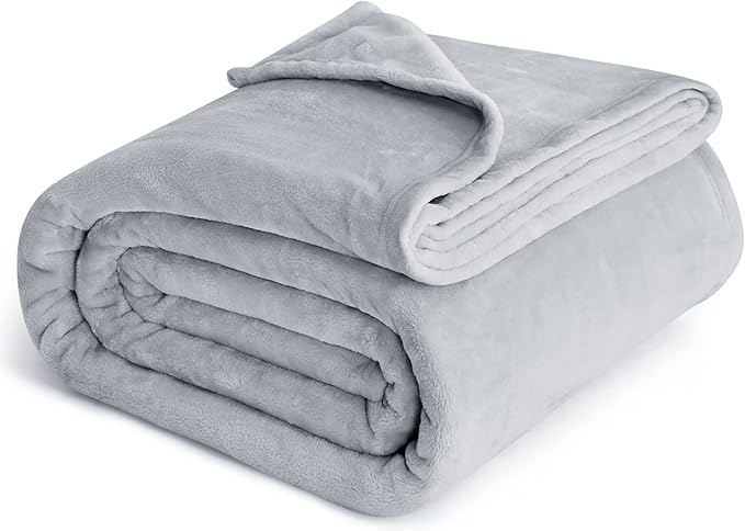 Bedsure Fleece Blankets Queen Size Light Grey - Bed Blanket Soft Lightweight Plush Fuzzy Cozy Luxury Microfiber, 90x90 inches-StrideForce Fitness