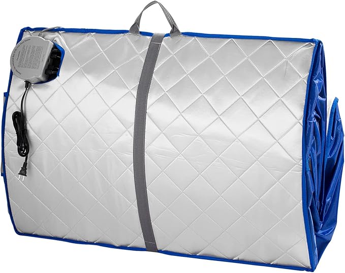 Infrared FAR IR Negative Ion Portable Indoor Personal Spa Sauna by Durherm with Air Ionizer, Heating Foot Pad and Chair, 30 Minutes Timer, Large, Silver-StrideForce Fitness