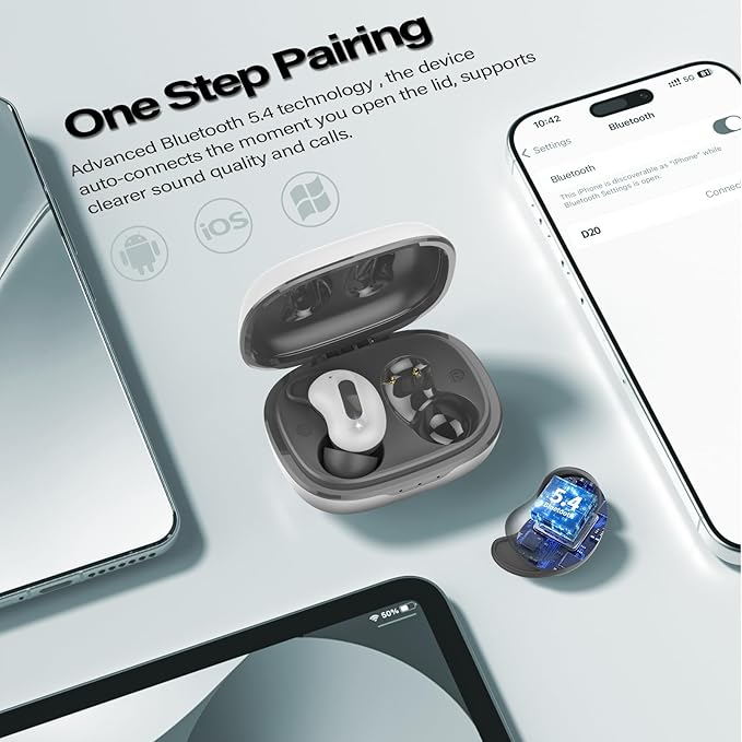 Sleep Earbuds, Mini ANC Wireless Earbuds Bluetooth 5.4 Headphones Deep Bass Stereo, 48H Playtime Ear Buds, 4 ENC Noise Cancelling Mic, In Ear IP7 Waterproof Earphones for Side Sleepers,Touch Control-StrideForce Fitness