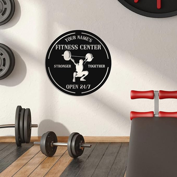 Personalized Home Gym LED Tin Metal Sign Multiple Sizes, Gym Sign Wall Decor, Exercise Workout Room Decor Fitness Center, Motivational Inspirational Hanging Wall Art Wall Plaque (04 w/o lights)-StrideForce Fitness