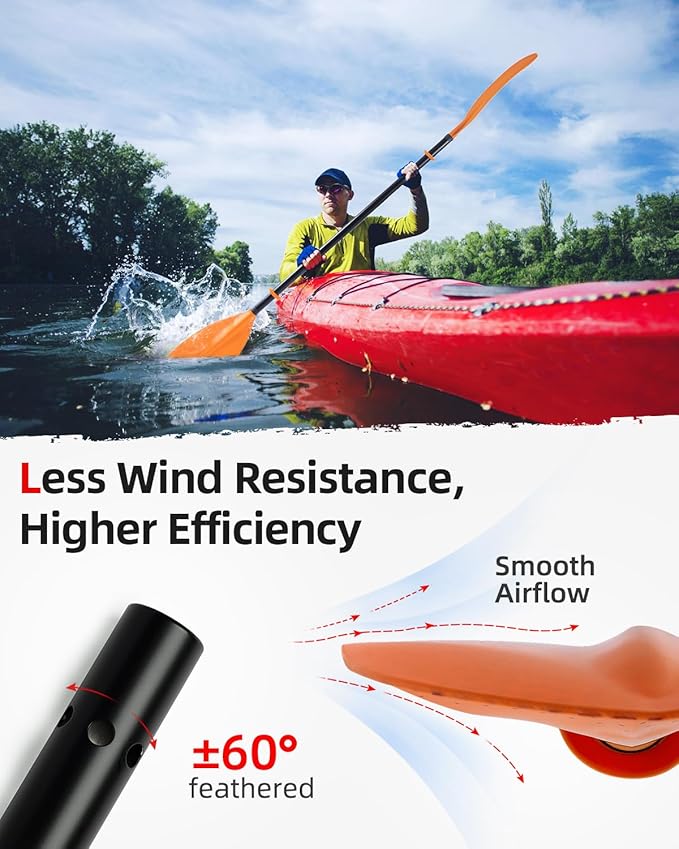 Abahub Adjustable Kayak Paddle 210-230 cm/ 230-250 cm Floating Kayaking Oars Boating Oars Canoeing Oars Black-StrideForce Fitness