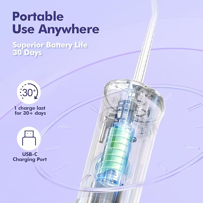 Water Flosser Mini Cordless Portable: 5 Modes Water Dental Floss with Telescopic Water Tank, 6 Tips, IPX7 Waterproof Oral Irrigator for Teeth Cleaning Gums,Orthodontic,Braces Dental Care (White)