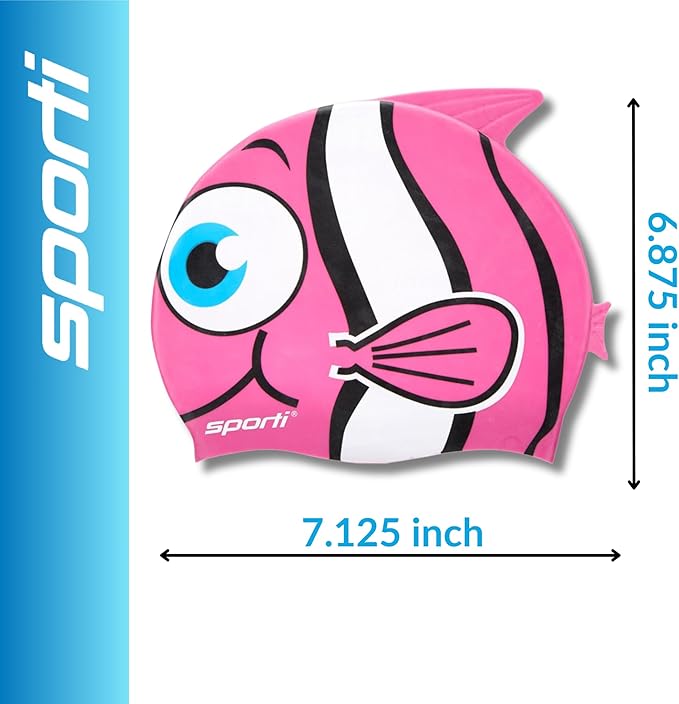 Sporti Silicone Swim Cap for Kids, Unisex Youth Swimming Cap, Protection Bathing Caps for Your Children, Aged 2-10-StrideForce Fitness