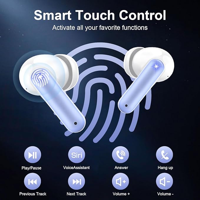 ZIUTY Wireless Earbuds Bluetooth Headphones, 50H Playtime Ear Buds with Mic, LED Digital Display Charging Case, IPX7 Waterproof, Deep Bass Stereo, in-Ear Earphone for iPhone Andriod Phone-StrideForce Fitness