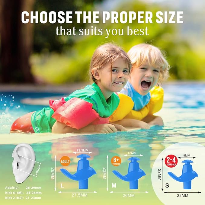 Hearprotek 2 Pairs Swimming Ear Plugs for Kids, Soft Reusable Water earplugs for Kids Swimming Bathing and Other Water Sports-StrideForce Fitness