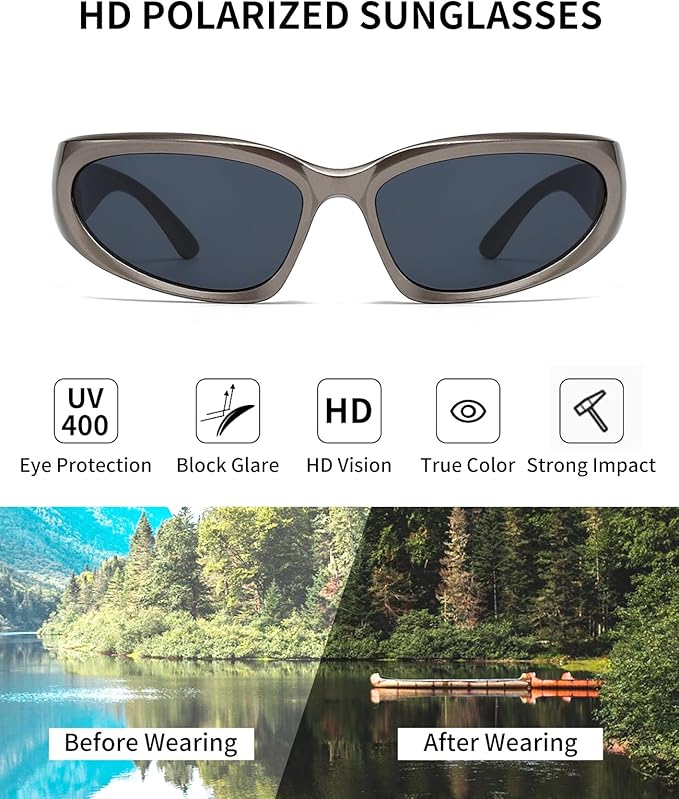 SOAR&EAGLE Y2K 3Pack Polarized sunglasses Wrap Around Men's Women's sunglasses Fashion Sport Shades Sun Glasses-StrideForce Fitness