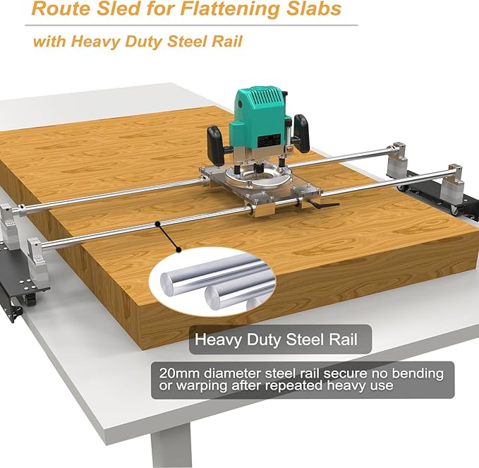 Router Sled, Slab Flattening Jig, DIY Woodworking Router Sled for Flattening Slabs with Height Adjustable (L-Carriages, Steel and Aluminum, 48 Inches)-StrideForce Fitness