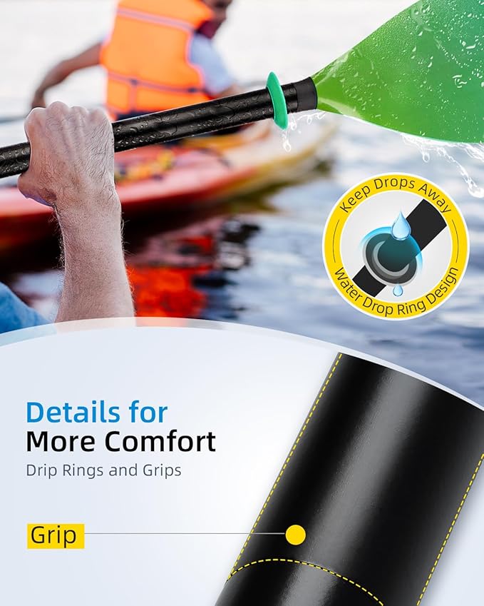 OCEANBROAD Kayak Paddle 86in/218cm, 90.5in/230cm Alloy Shaft 2-Piece Floatable Kayak Oar for Kayaking Canoeing Boating-StrideForce Fitness