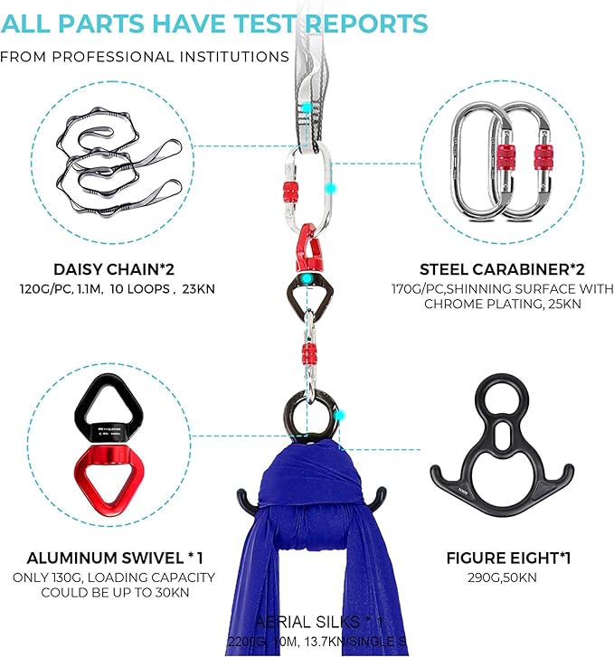 Aerial Silks 11 Yards Aerial Silks For Home Aerial Yoga Swing Aerial Yoga Hammock Swing Aerial Silk For Gymnastics-StrideForce Fitness