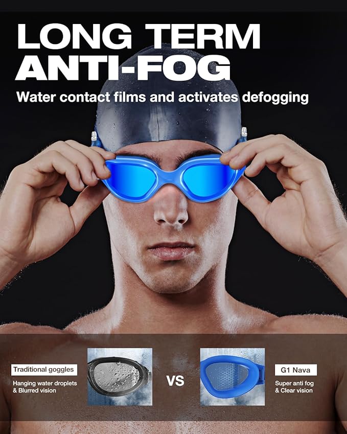 ZIONOR G1 Nava Super Anti-Fog Unisex Swim Goggles Mirror/Bright Smoke Lens-StrideForce Fitness