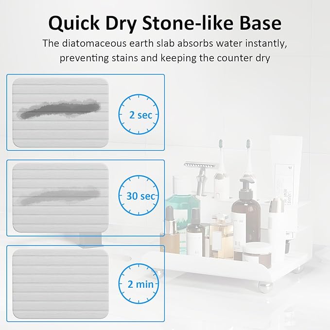 Quick Dry Electric Toothbrush Holder 4 Slots Metal Bathroom Counter Organizer for Toothpaste Razor Mouthwash, White