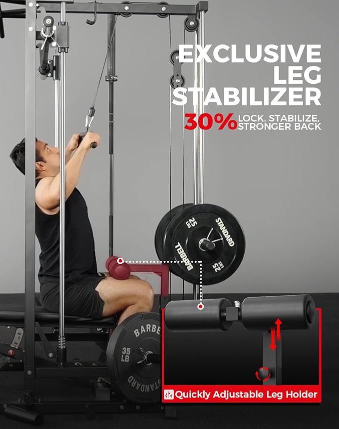 Mikolo Smith Machine Home Gym Power Cage (1:1 Ratio Strength Trainer) (Space Saving Design) (with 8 Free Attachments) Squat Rack for Full Body Training-StrideForce Fitness