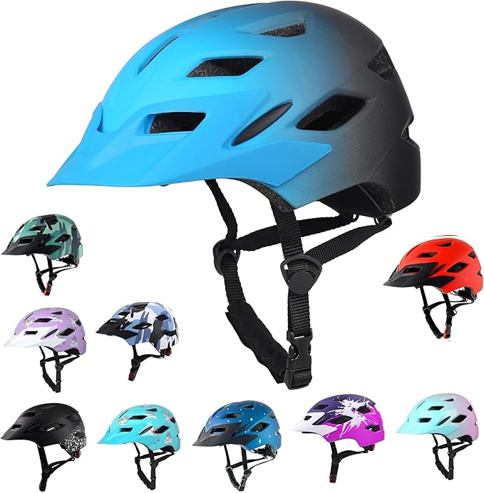 Kids Bike Helmet,Bavilk Kids Boys Girls Bike Helmets with LED Light Detachable Visor Children Youth Teen Multi-Sport for Skating Cycling Scooter Skateboard Adjustable & Lightweight 19.7"-22.4"-StrideForce Fitness