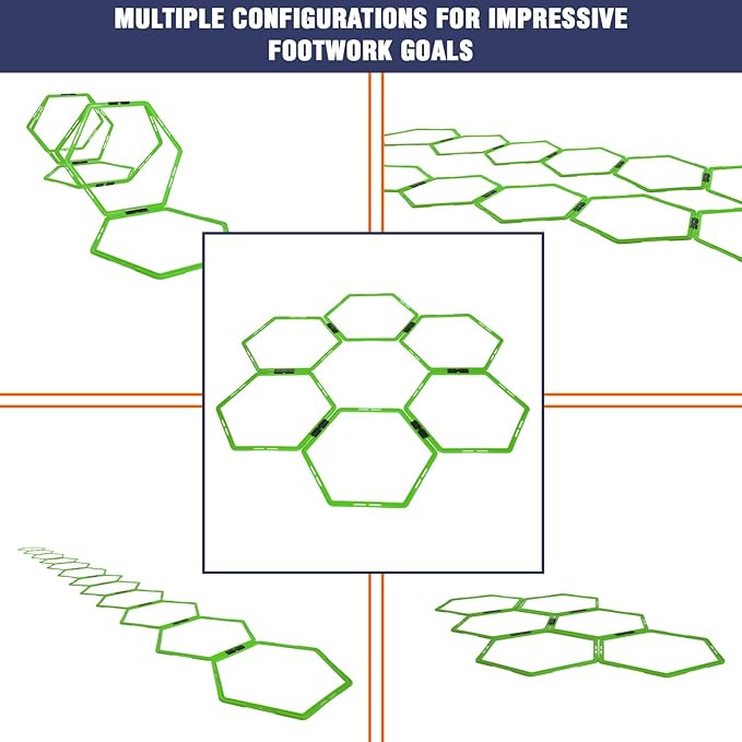 Yes4All Hex Agility Rings/Speed Rings with Carrying Bag – Hexagon Rings, Agility Hurdles for Agility Footwork Training-StrideForce Fitness