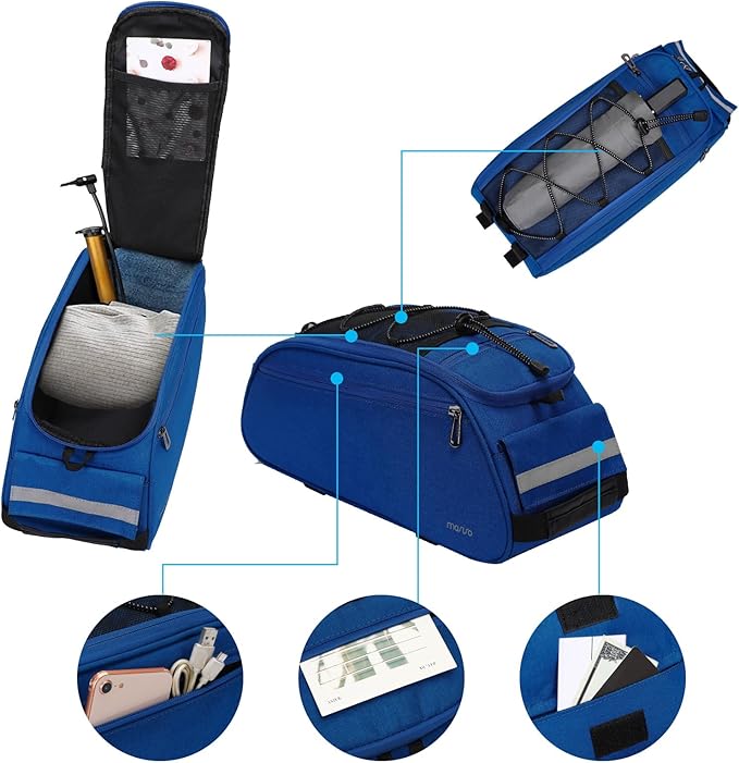 MOSISO Bike Rack Bag, Waterproof Bicycle Trunk Pannier Rear Seat Pouch Cycling Bike Carrier Backseat Storage Luggage Saddle Shoulder Bag-StrideForce Fitness
