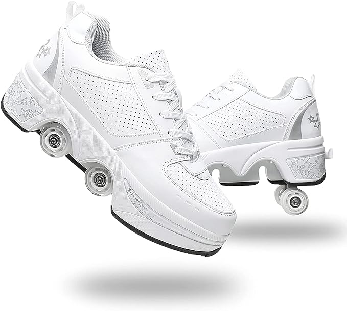 Double-Row Deform Wheel Automatic Walking Shoes Invisible Deformation Roller Skate 2 in 1 Removable Pulley Skates Skating Parkour-StrideForce Fitness
