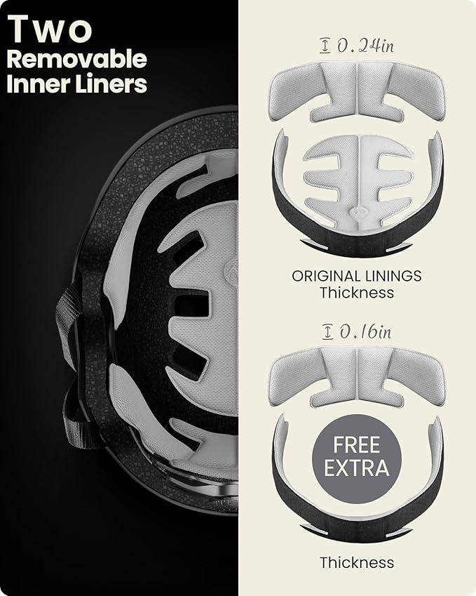 OutdoorMaster Skateboard Cycling Helmet - Two Removable Liners Ventilation Multi-Sport Scooter Roller Skate Inline Skating Rollerblading for Kids, Youth & Adults-StrideForce Fitness