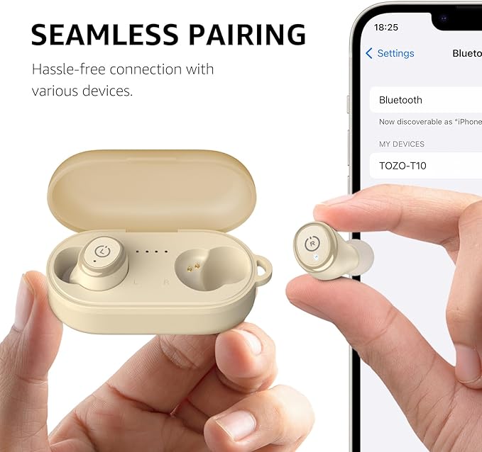 TOZO T10 Wireless Earbuds Bluetooth 5.3 Headphones, App Customize EQ, Ergonomic Design, 55H Playtime, Wireless Charging Case, IPX8 Waterproof Sound in-Ear Headset, 2025 New Version-StrideForce Fitness