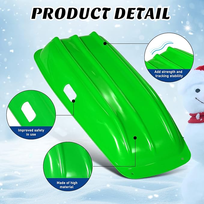 Jerify 12 Pcs 35 in Classic Snow Sled Winter Downhill Sprinter Toboggan with Pull Rope and Handles Plastic Sleds for Kids Adults Snow Sand Board Sleigh, 6 Colors-StrideForce Fitness