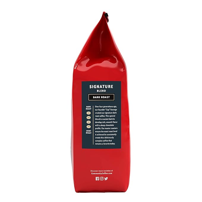 Community Coffee Signature Blend, 128 Ounces Ground Coffee, Dark Roast, 32 Ounce Bag (Pack of 4)-StrideForce Fitness