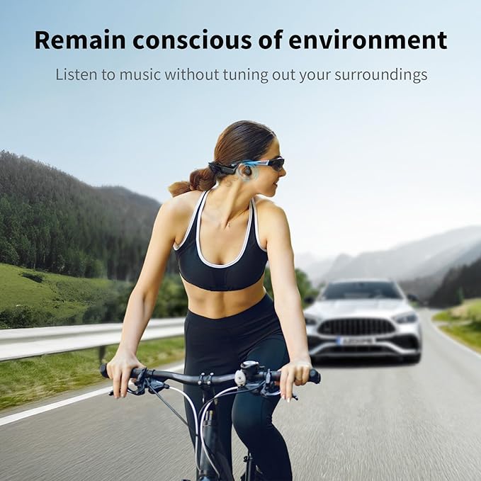 Bone Conduction Headphones, Open Ear IPX8 Waterproof Headsets Bluetooth 6.0 with Mic, Wireless Earbuds 10H Playtime Swimming Headphones for Sports, Running, Cycling-StrideForce Fitness