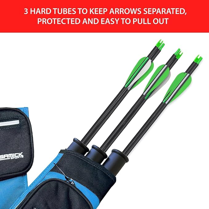 Archery Arrow Quiver - Adjustable Waist Hanged Quiver with 3 Removable Tubes & Pockets for Archery Arrows Case & Equipment - Ideal for Hunting & Target Practice - Right Handed Only-StrideForce Fitness