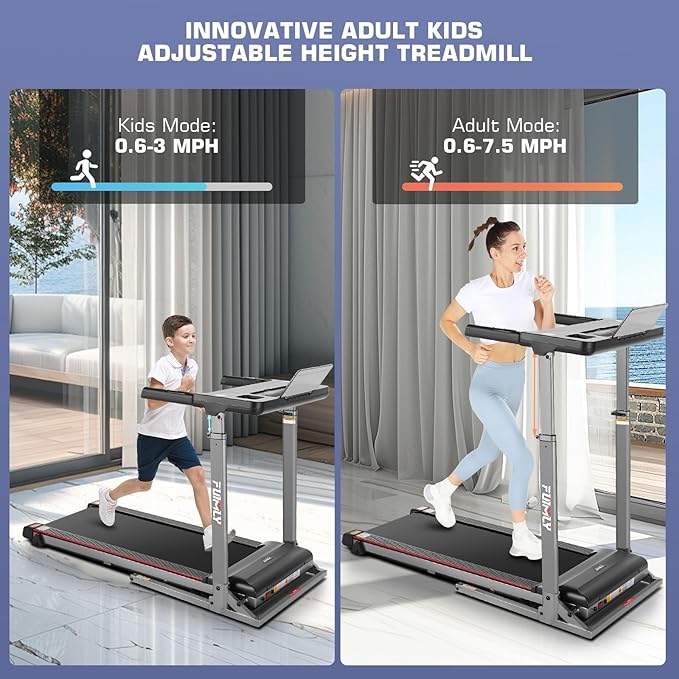 Treadmill with Desk Workstation & Adjustable Height, 300 LBS Weight Capacity, Folding Treadmill with 3 Level Incline, Bluetooth Speaker & App, Portable 2.5HP Walking Pad with Desktop for Home Office-StrideForce Fitness