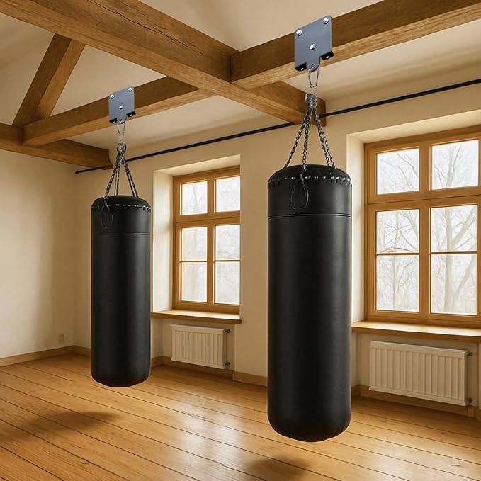 Punching Bag Hanger Ceiling Mount, Heavy Duty Boxing Bag Ceiling Mount with 360° Rotating Hook, Steel Construction, Beam Mount Hook for Home Gym Boxing Training-StrideForce Fitness