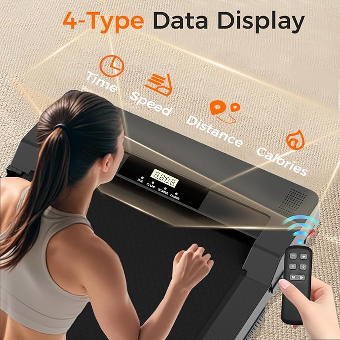 Under Desk Treadmill, 3.0HP Walking Pad with Handle Bar, Foldable Treadmills for Home Office, Running Machine with LED Display & Remote Control, Jogging Machine for Small Spaces-StrideForce Fitness