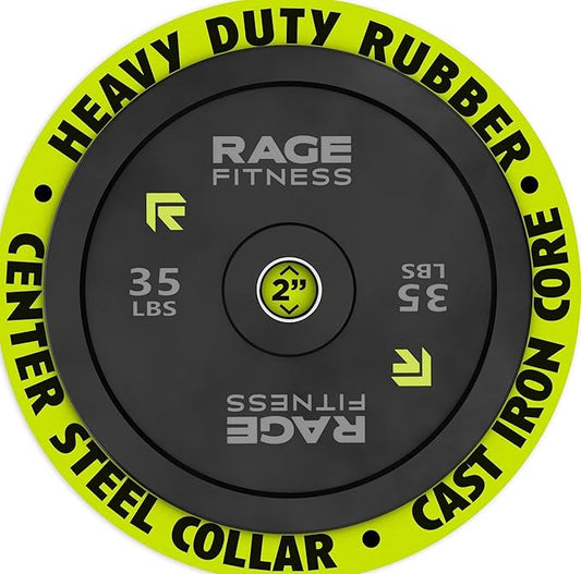 Olympic Bumper Plates, Rubber Formula With Steel Insert (10lb, 15lb, 25lb, 35lb, 45lb - SOLD INDIVIDUALLY), Olympic Weight Plates for Strength Training, Bench Press, Squats, Powerlifting-StrideForce Fitness