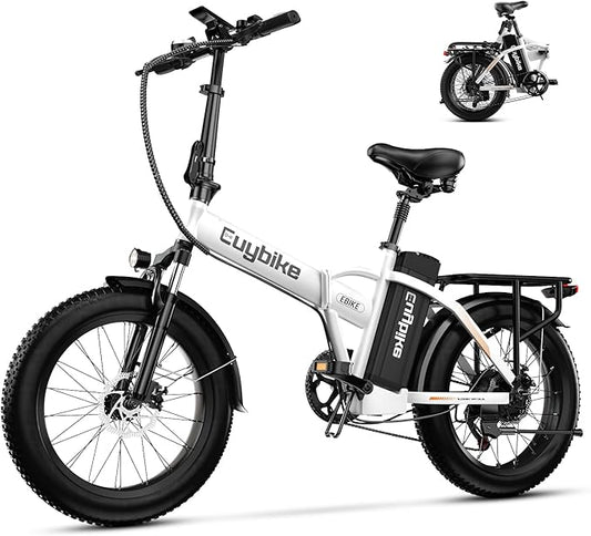 Foldable Electric Bike for Adults, 30+MPH, 48V 20Ah Removable Lithium Battery up to 80Miles, 20" Fat Tire 1000W Peak Motor Dirt Ebike Adult Electric Bicycle for Commute Beach Mountain E Bike-StrideForce Fitness