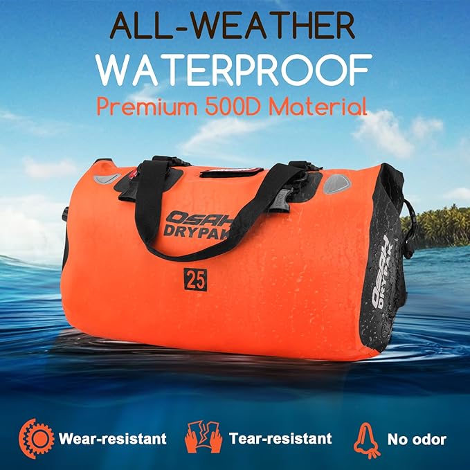 Waterproof Duffel Bag - Motorcycle Dry Bag Tail Bag with Large Storage Space, Waterproof Luggage Duffle Bags with Outer Mesh Zipper Pocket for Camping, Kayaking, Fishing & Traveling-StrideForce Fitness