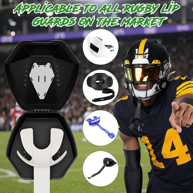 ARGOMAX Sports Lip Guard Case with Clip, Specializing Storage of Mouthguards with Lip Protection. Compatible with Various Brands of Football Lip Guard, Black+White.-StrideForce Fitness