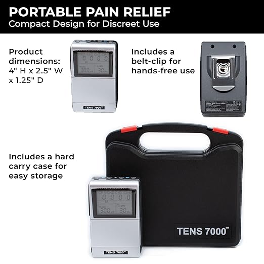 TENS 7000 Pro Rechargeable Tens Unit Muscle Stimulator, 4 Channels, Back Pain Relief, 8 Electrodes/Unit Pads, EMS and TENS Machine, Muscle Recovery & Growth, Stim Machine, Electrotherapy-StrideForce Fitness