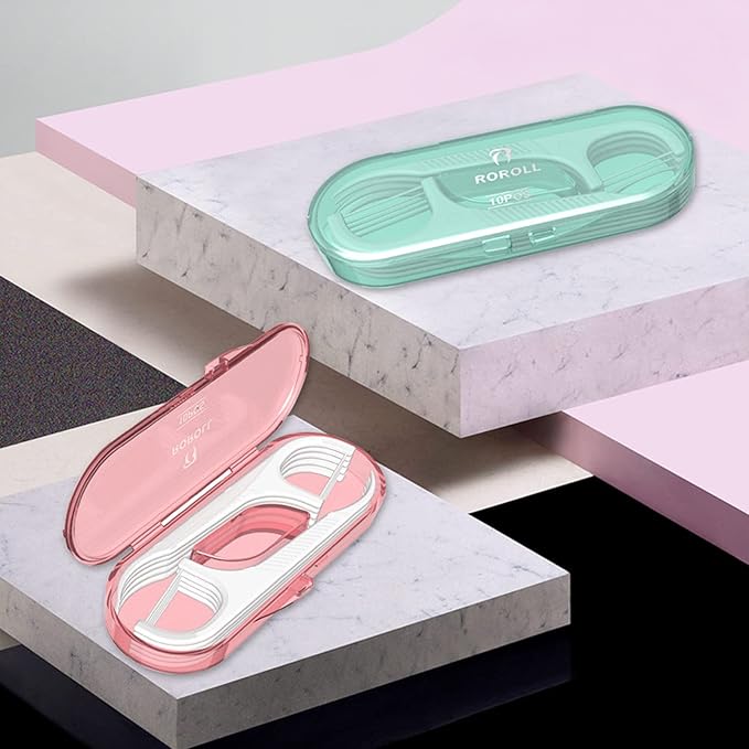 Holy Rose Dental Flossers Dispenser with Mini Floss Picks Portable Case, Bagged Refill of 208 Count for Adults - Tasteless Floss Sticks Ideal for Home, Travel, and Oral Care.