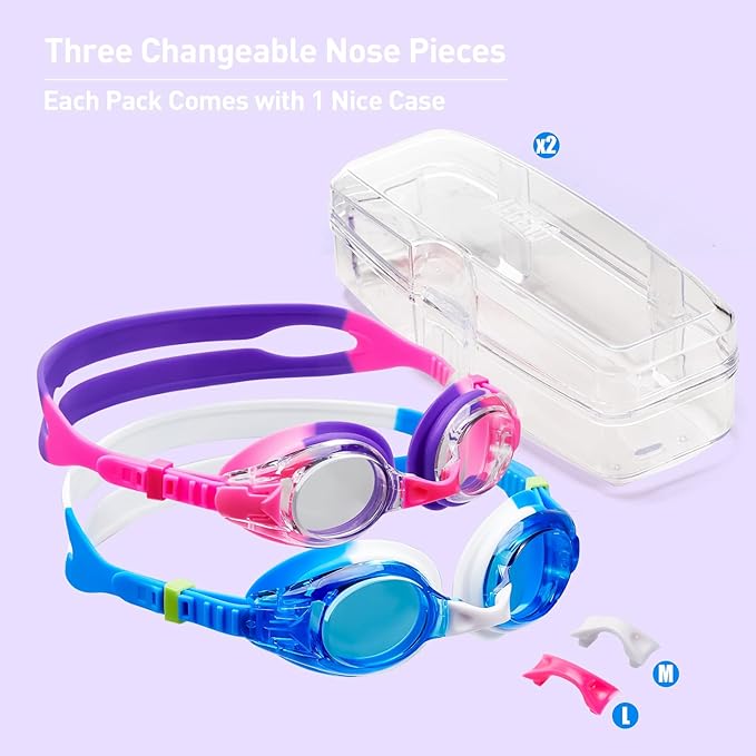 Aegend 2 Pack Kids Goggles, Swimming Goggles for Kids Age 4-16 Boys and Girls Youth, Anti-Fog Waterproof Anti-UV Pool Goggles-StrideForce Fitness