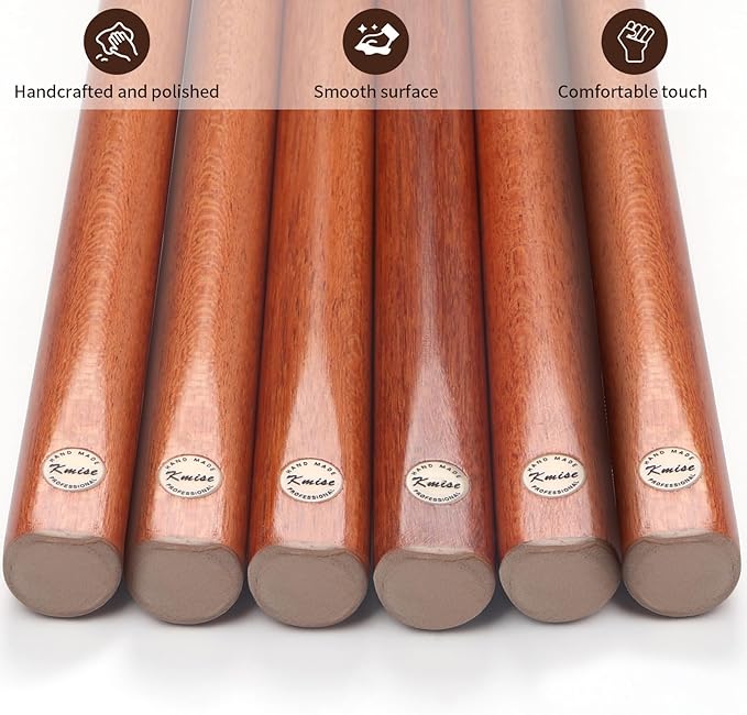 Kmise Pool Cue Sticks, 41"/57??58" Hardwood Pool Cue Set of 4/6/8, 13OZ/20OZ with 13/10 MM Brass Tips, Table Billiard Cue Stick for Bar, Home, Billiard Room-StrideForce Fitness