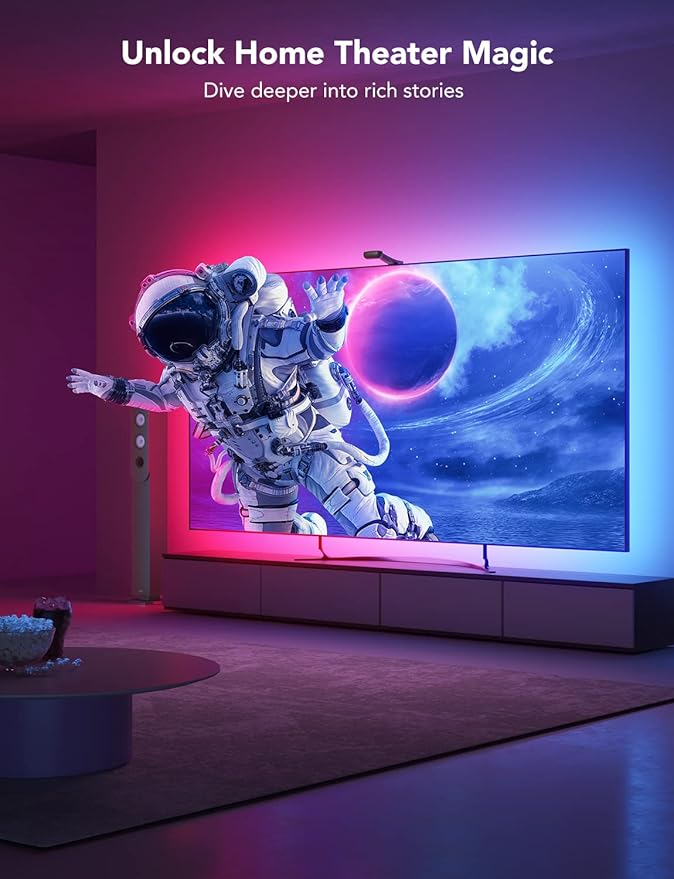 Govee Envisual TV LED Backlight T2 with Dual Cameras, 11.8ft RGBIC Wi-Fi LED Strip Lights for 55-65 inch TVs, Double Strip Light Beads, for Home Decorations, Smart App Control, Music Sync-StrideForce Fitness