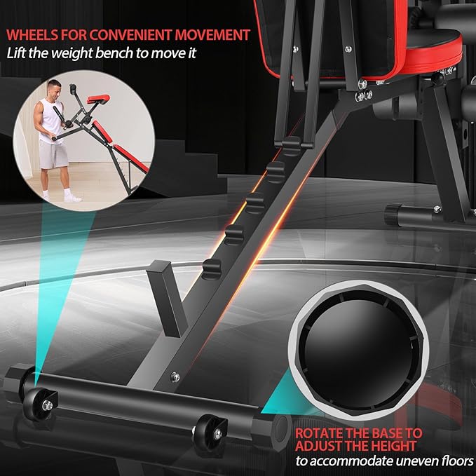 OPPSDECOR Adjustable Weight Bench with Leg Extension, Leg Curl - 800 LBS Heavy Duty Workout Bench for Home Gym - Preacher Curl, Flat, Incline, Decline Sit Up - Full Body Workout-StrideForce Fitness