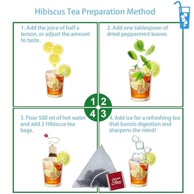 Samcci - Hibiscus Tea Bags, 50 Teabags - Premium dried hibiscus flower for tea - flor de jamaica natural - Non-GMO - Caffeine-free - Rich in Antioxidants & Support Digestion-StrideForce Fitness