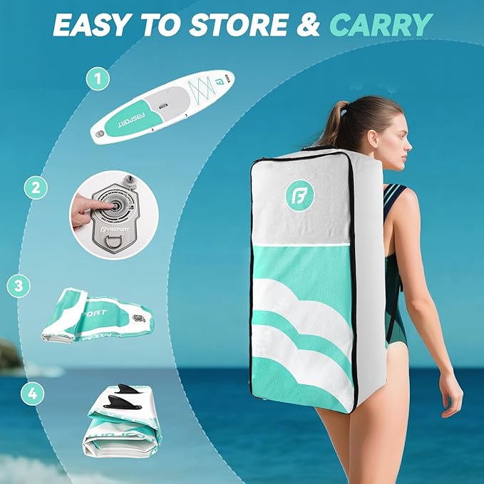 FBSPORT 11FT Premium Inflatable Stand Up Paddle Board with Electric Pump, Yoga Board with SUP Accessories & Carry Bag | Wide Stance, Surf Control, Non-Slip Deck, Leash and Paddle for Youth & Adult-StrideForce Fitness