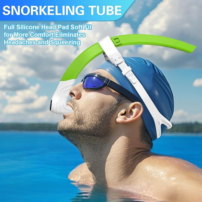 Greatever Detachable Portable Snorkel for Lap Swimming Unisex-Adult Silicone Adjustable Headband One Way Exhaust Valve-StrideForce Fitness